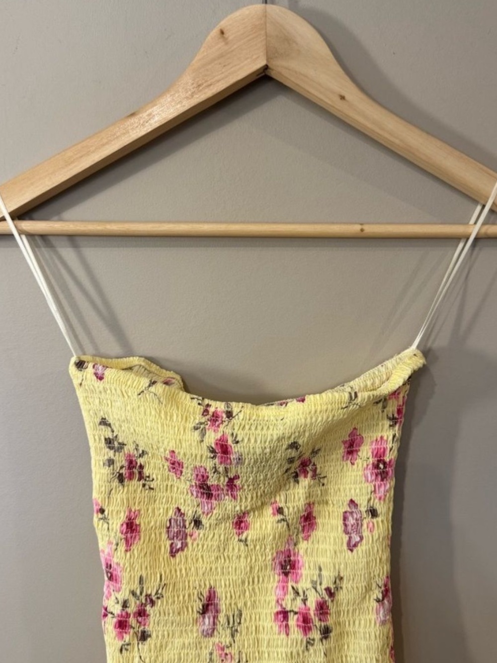 Ardene Society Smocked Floral Cami Tank Top Yellow Pink Y2K Women’s Small - Picture 5 of 6